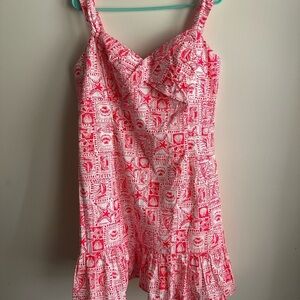 Lilly Pulitzer Rocko Cotton Romper in Mizner Red Seaside Harbor size 16